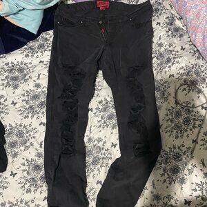 Tripp NYC ripped black jeans net stocking